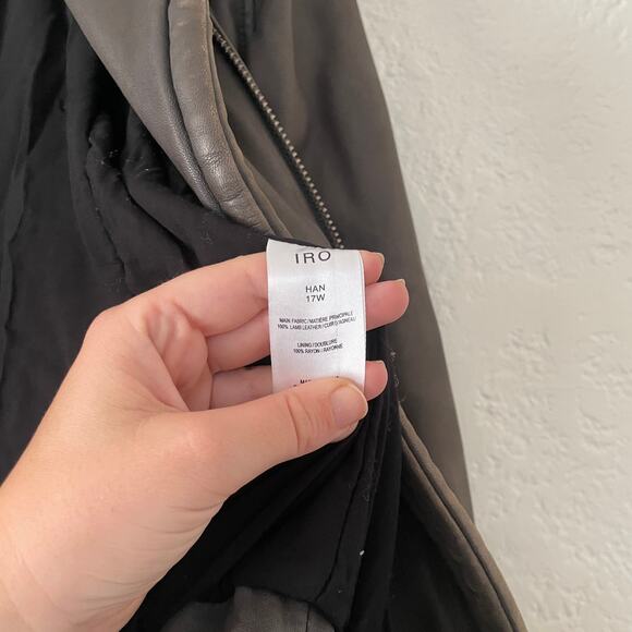 Iro Han Brown Leather Moto Biker Motorcycle Jacket size 36 size Small - Picture 11 of 13